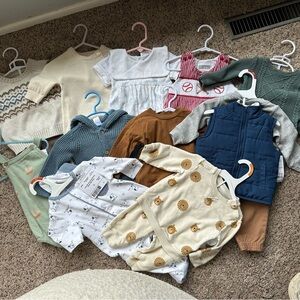 Carter's Baby Boy Clothing Bundle Neutral - Cream, Navy, Brown, Green, Red